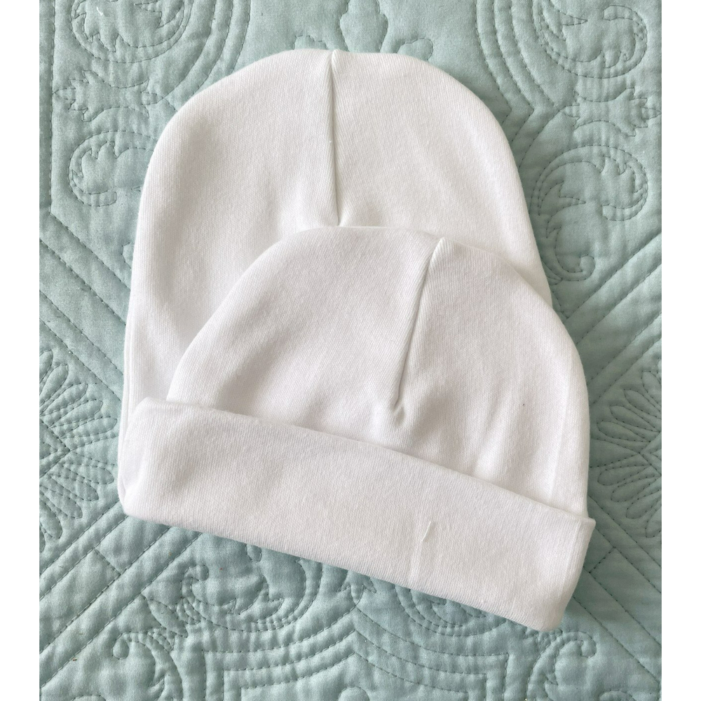 New Two White Newborn Baby Girl Boy Hospital Beanies Caps Hats Twins Soft Cotton